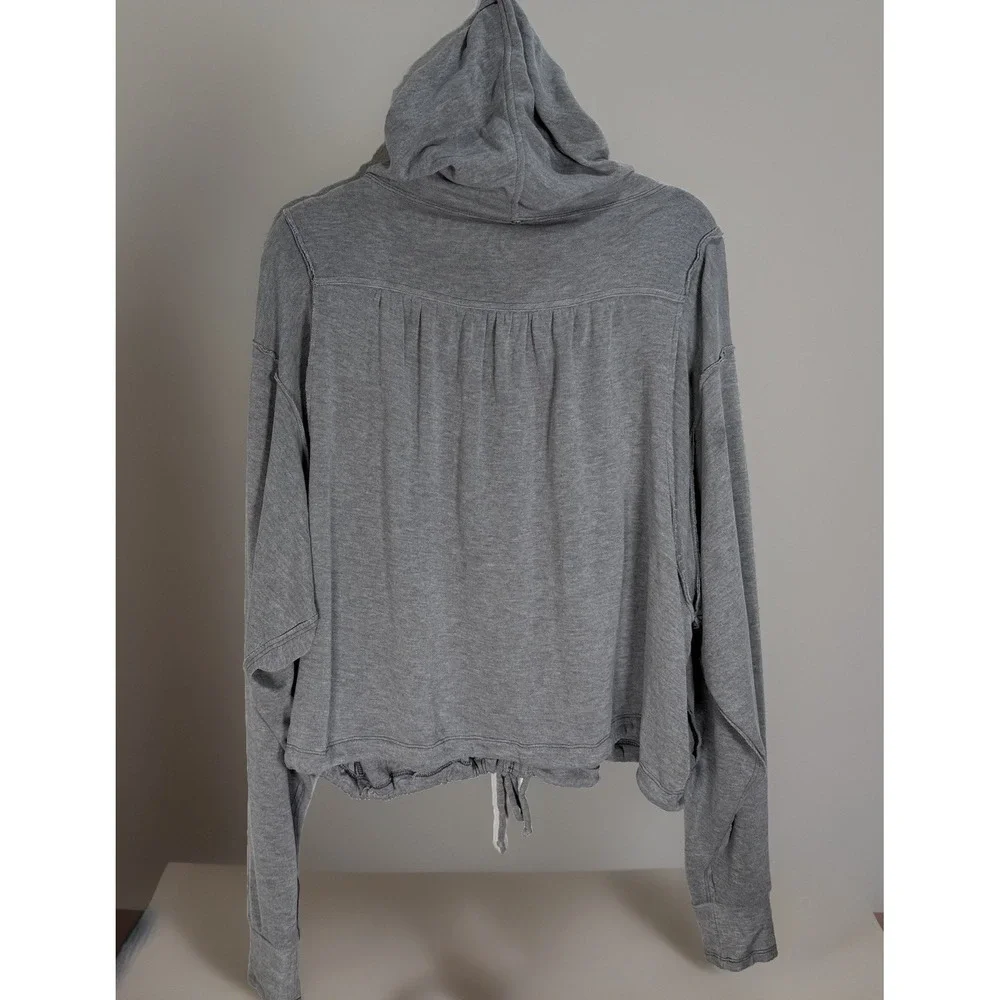 FP Free People Movement Hoodie Womens Sz S Full Zip Slouchy Full Zip Gray Boho